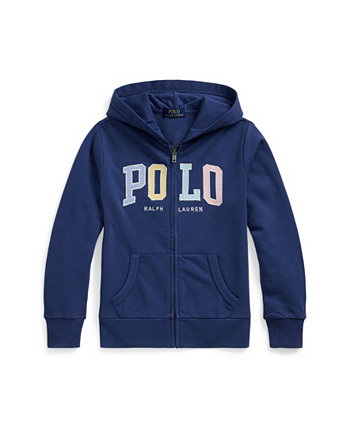 Детский худи из хлопковой смеси с вышивкой и открытой молнией от Polo Ralph Lauren Polo Ralph Lauren