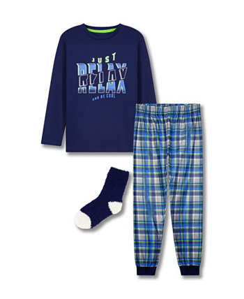 Пижама для маленьких мальчиков с носками, комплект из 3 предметов Max & Olivia