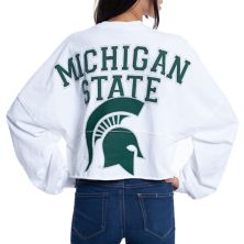 Женская белая футболка с длинным рукавом из джерси с необработанным краем Michigan State Spartans Spirit Jersey
