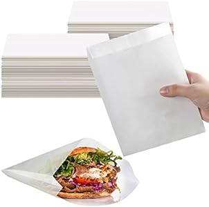 Zubebe 600 Pcs Paper Sandwich Bags Wet Wax Paper Bags 7 x 6 x 1 Inch Glassine Bags Grease Resistant White Paper Bags Semi Translucent Bags for Bakery Cookies Candy Snacks French Fries Zubebe