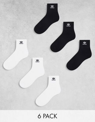 adidas Originals Trefoil 6-Pack Quarter socks in black and white Adidas