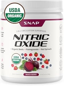 Snap Supplements USDA Organic Beet Root Powder (Порошок), 3-in-1 Nitric Oxide Supplement, Support Healthy Blood Circulation, 250g (Apple) Snap Supplements