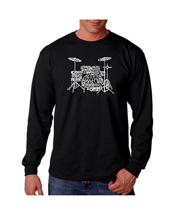 Мужская футболка с длинным рукавом Word Art - барабаны LA Pop Art
