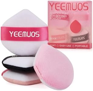 4 Pcs Setting Powder Puffs, Makeup Puff for Face and Body, Beauty Makeup Sponge Tools for Loose and Pressed Powder, Soft Velvet Powder Puff for All Skin (Black) YEEMUOS