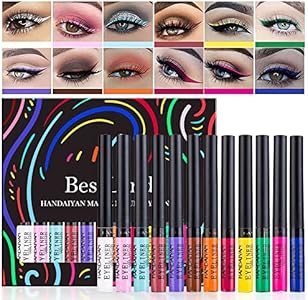 BestLand 12 Colors Matte Liquid Eyeliner Set Colorful UV Neon Eyeliner Pencil Pigmented Waterproof Smudgeproof Long Lasting Eye Liner Xmas Christmas Festival Makeup Gift Kit for Women (Set C) BestLand