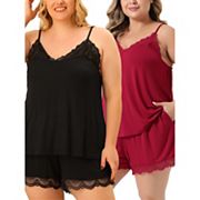 Women's Plus Size Sleepwear Pajamas Lingerie Lace Cami Shorts Set Nightwear Agnes Orinda