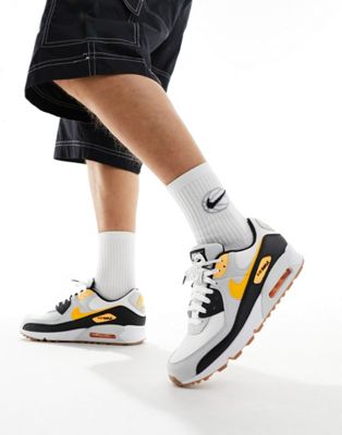  Мужские кроссовки Nike Air Max 90 в белом и желтом цветах Nike