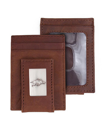 Мужской коричневый кожаный кошелек с передним карманом Arkansas Razorbacks Eagles Wings