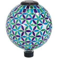 Sunnydaze Cool Blooms Glass Mosaic Gazing Globe with Solar Light - 10-Inch Sunnydaze Decor