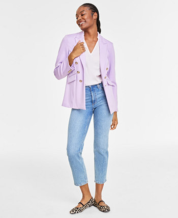 Women's Solid Faux Double-Breasted Blazer, Created for Macy's On 34th