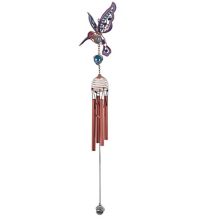 FC Design 20&#34; Long Purple Hummingbird Copper and Gem Wind Chime Garden Patio Decoration Perfect Gifts for Holiday F.C Design