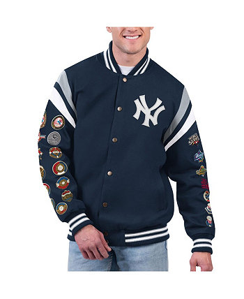 Мужская темно-синяя университетская куртка на быстрой кнопке New York Yankees G-III Sports