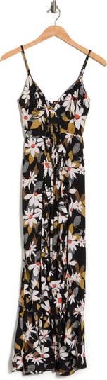 Floral V-Neck Tie Front High/Low Maxi Dress Angie