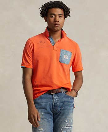Мужская Хлопковая Рубашка Polo Ralph Lauren с Графикой и Застежками Polo Ralph Lauren