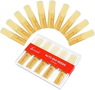 10 Pack Professional Alto Saxophone Reeds with Plastic Box, Strength 1.5 Alto Sax Reeds, Laser Engraved Marking & Thinner Reed Tip for Easy of Play, Traditional Reeds for Saxophone Alto Sovvid