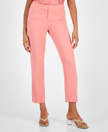 Women's Textured Crepe Mid Rise Staight-Leg Pants, Created for Macy's Bar III