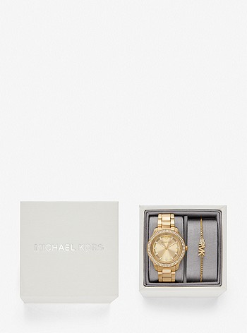Подарочный набор из часов и браслета Mini Tibby с золотым паве Michael Kors