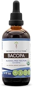 Secrets of the Tribe Bacopa USDA Organic | Alcohol-Free (Безалкогольный) Extract, High-Potency Herbal Drops (Капли) | Made from 100% Certified Organic Bacopa (Bacopa Monnieri) Dried Herb (2 Oz) Secrets of the Tribe