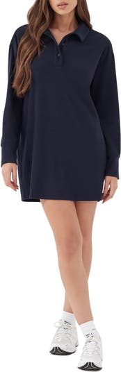4th & Reckless Maison Long Sleeve Polo Shirtdress 4TH AND RECKLESS