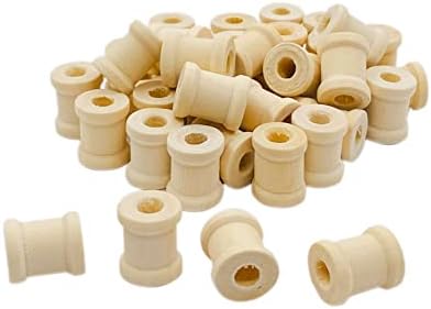 300 Pack Mini Unfinished Wood Spools Natural Wooden Barrel Shaped Spools for Crafts (5/8x1/2 in) Cregugua