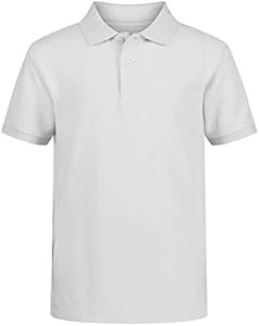 IZOD boys School Uniform Short Sleeve Polo Shirt, Button Closure, Comfortable & Soft Pique Fabric Izod