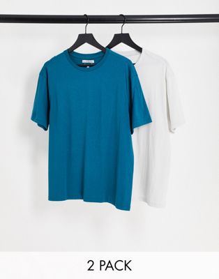 Комплект из 2 футболок свободного кроя Another Influence бирюзового и кремового цветов Another Influence