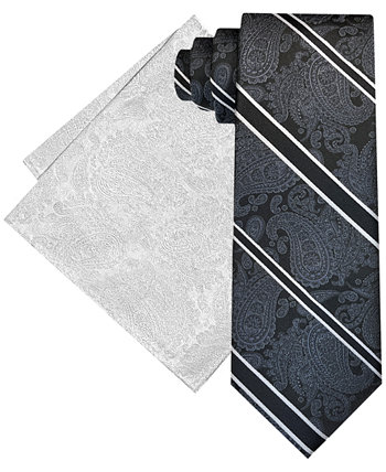 Мужской комплект с галстуком и нагрудным платком в полоску с узором "пейсли" Steve Harvey