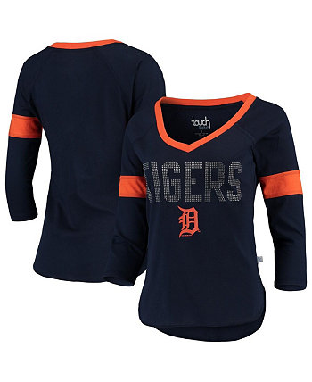 Женская футболка Detroit Tigers Ultimate Fan с рукавами 3/4 и v-образным вырезом реглан от by Alyssa Milano темно-синего цвета Touch