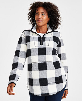 Пуловер из шерпы Petite с молнией в четверть, созданный для Macy's Style & Co