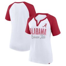 Women's Profile White/Crimson Alabama Crimson Tide Plus Size Best Squad Shimmer Raglan Notch Neck T-Shirt Profile