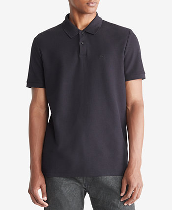 Мужская однотонная футболка-поло из пике Calvin Klein