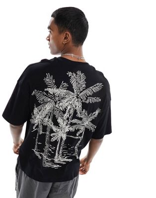Черная оверсайз-футболка ADPT с принтом в виде пальмы на спине ADPT