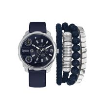 American Exchange Men's Navy Blue Chronograph Watch & 4-pc Stackable Bracelet Set American Exchange