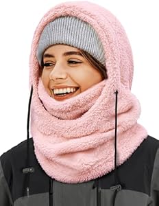 Balaclava Winter Ski Mask for Men Women, Fleece Face Mask Women Hat Neck Windproof Hooded Scarf Cold Weather Warm Face Cover AURUZA