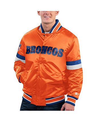 Мужская оранжевая университетская атласная куртка с длинными кнопками Denver Broncos Gridiron Classics оранжевого цвета с эффектом потертости Starter