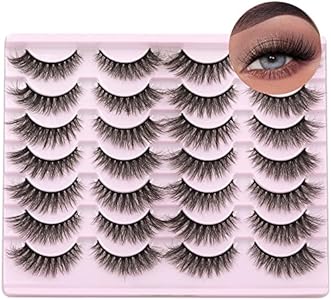 Wispy Mink Lashes Natural False Eyelashes Fluffy 16mm Cat Eye Lashes Pack 5D 14 Pairs Fake Eyelashes by TNFVLONEINS TNFVLONEINS