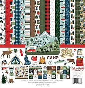 Echo Park Paper Company Let's Go Camping Collection Kit Paper, Multi, 12-x-12-Inch Echo Park Paper Company