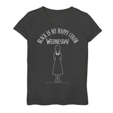 Girls Wednesday Addams Black Is My Happy Color Graphic Tee Licensed Character