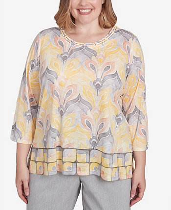 Plus Size Dress Code Geometric Medallion Crewneck Top Alfred Dunner