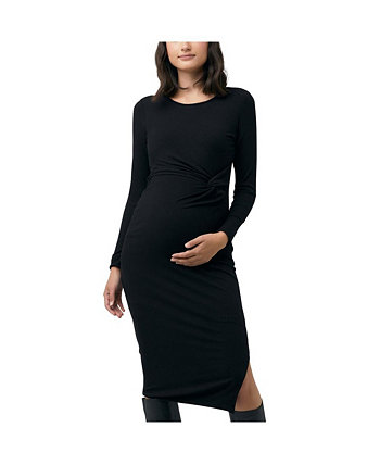 Tilly Rib Long Sleeve Dress  Black Ripe Maternity