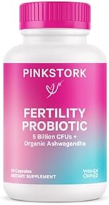 Pink Stork Fertility Support Probiotics for Women with Ashwagandha for Vaginal Health, Conception, pH Balance, Hormone Balance, and Gut Flora, Fertility Supplements for Women, 30 Capsules Pink Stork