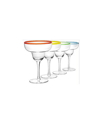 Бокалы Margarita в разноцветной оправе, набор из 4 шт. The Wine Savant