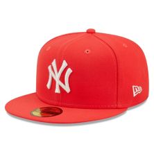 Men's New Era Red New York Yankees Lava Highlighter Logo 59FIFTY Fitted Hat New Era