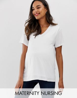 Белая футболка с v-образным вырезом для беременных ASOS DESIGN Maternity ASOS Maternity - Nursing