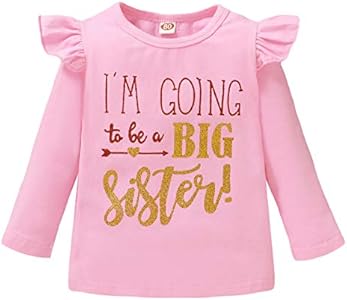 LYSMuch Toddler Baby Girl Big Sister Shirt I Want to Be a Big Sister T-Shirt Jumpsuit Top LYSMuch