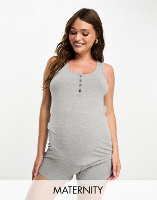 Серый трикотажный пижамный комплект без рукавов для беременных Mamalicious MAMALICIOUS