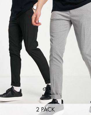 Комплект двух узких брюк черного и серого цвета ASOS DESIGN ASOS DESIGN
