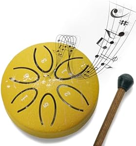 Rain Chime Drum-Steel Tongue Drum 3 Inches 6 Notes,Rain Drum for Outside Garden,Steel Tongue Drum Rain Chime Waterproof, Mini Handpan Drum, Drum Rain Chime Waterproof (Foliage gold) TWODEER