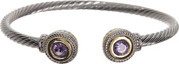 Meshmerize 18K позолоченный браслет из нержавеющей стали с фиолетовым аметистом и витым кабелем Meshmerise