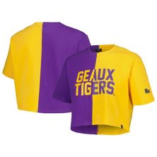 Women's Hype and Vice Purple/Gold LSU Tigers Color Block Brandy Cropped T-Shirt Hype And Vice